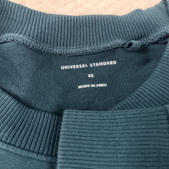 UNIVERSAL STANDARD Blue Peachy Terry Side Zip Pullover Crew Neck Sweater Sz XS - Picture 6 of 11